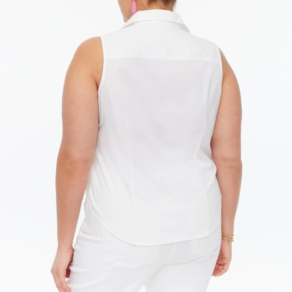 J. Crew Sleeveless Cotton Poplin Shirt in Signature Fit White NWT 2X - Picture 4 of 16